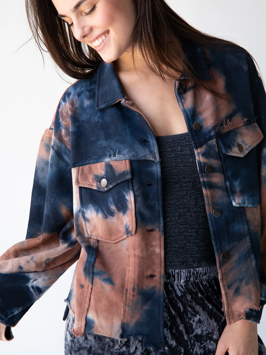 Oversized Tie Dye Denim Jacket