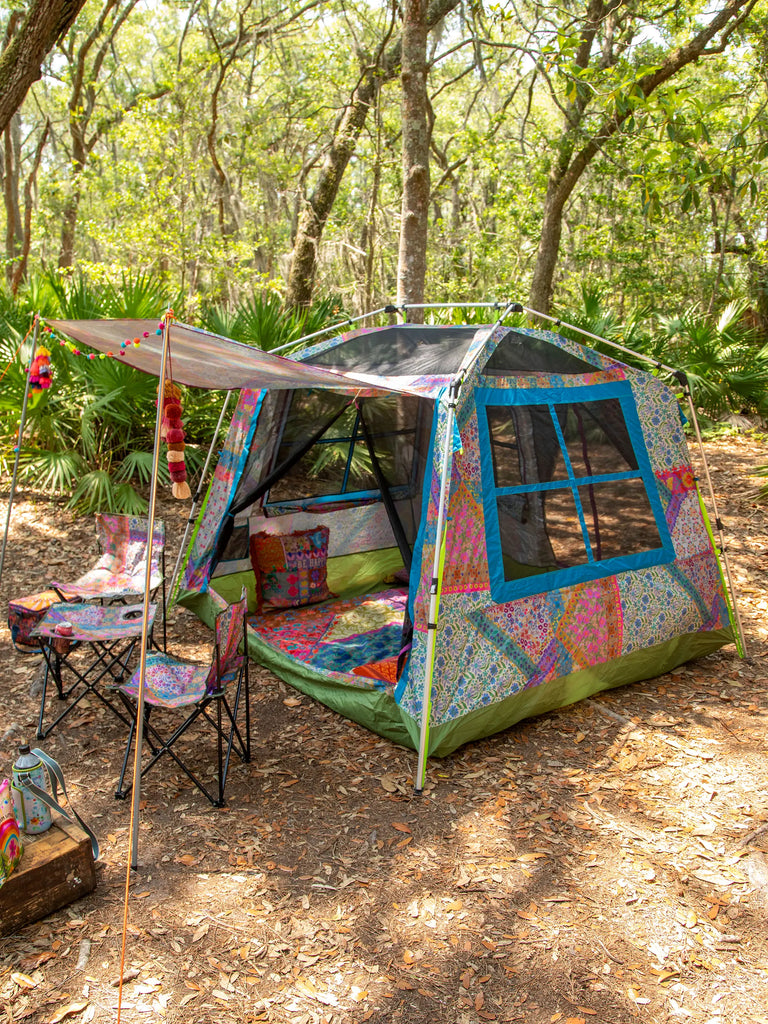 Cozy Cottage Camp Tent - Folk Flower Patchwork-view 2