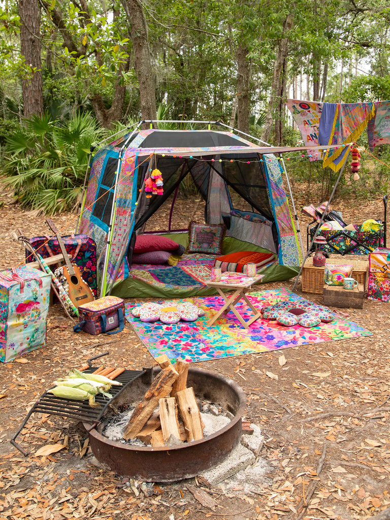 Cozy Cottage Camp Tent - Folk Flower Patchwork-view 3