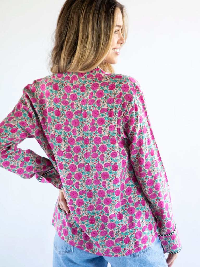 Calypso Button Down - Pink Puff Floral-view 3