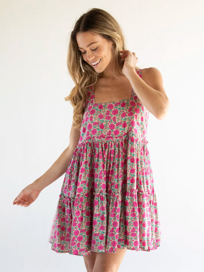 Anna Mini Dress - Pink Puff Floral-view 1