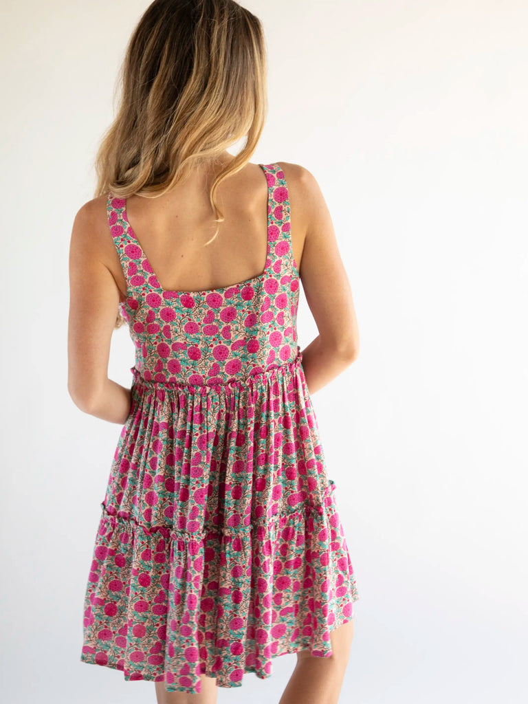 Anna Mini Dress - Pink Puff Floral-view 3