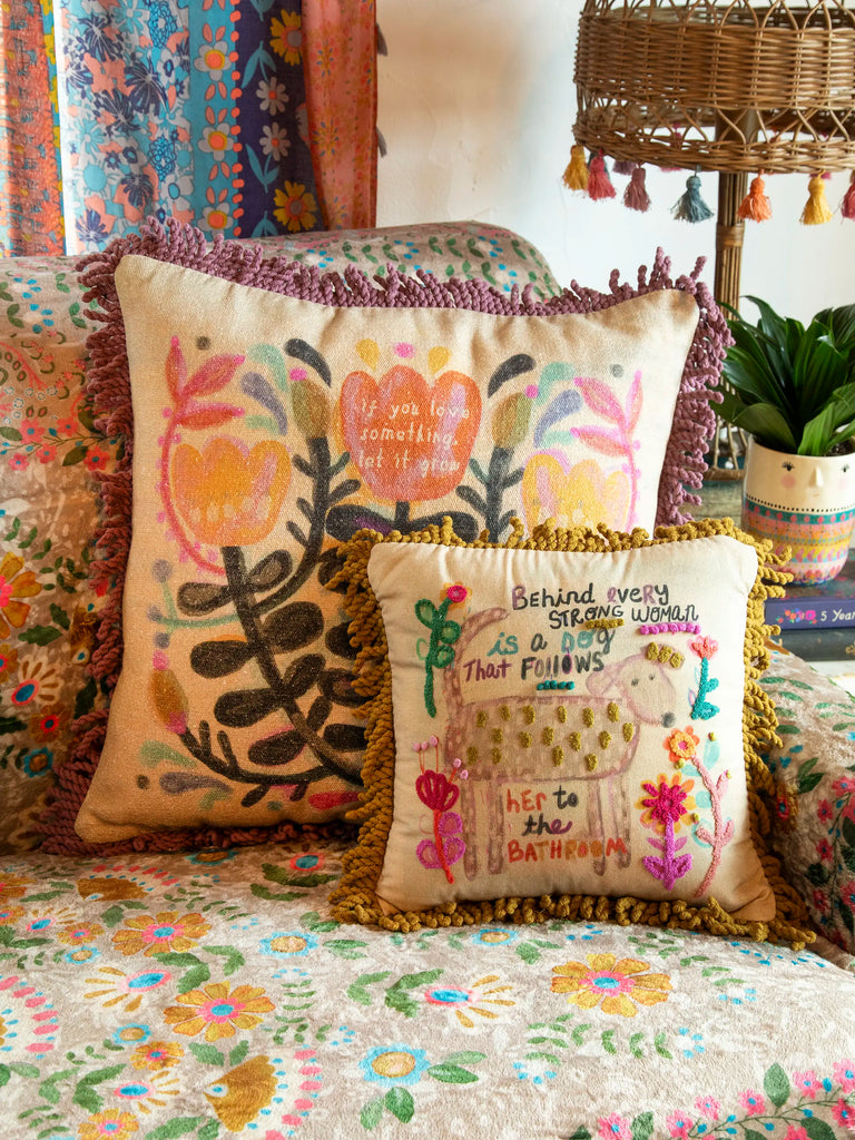 Tufted Boho Pillow - Behind Every Strong Woman-view 2