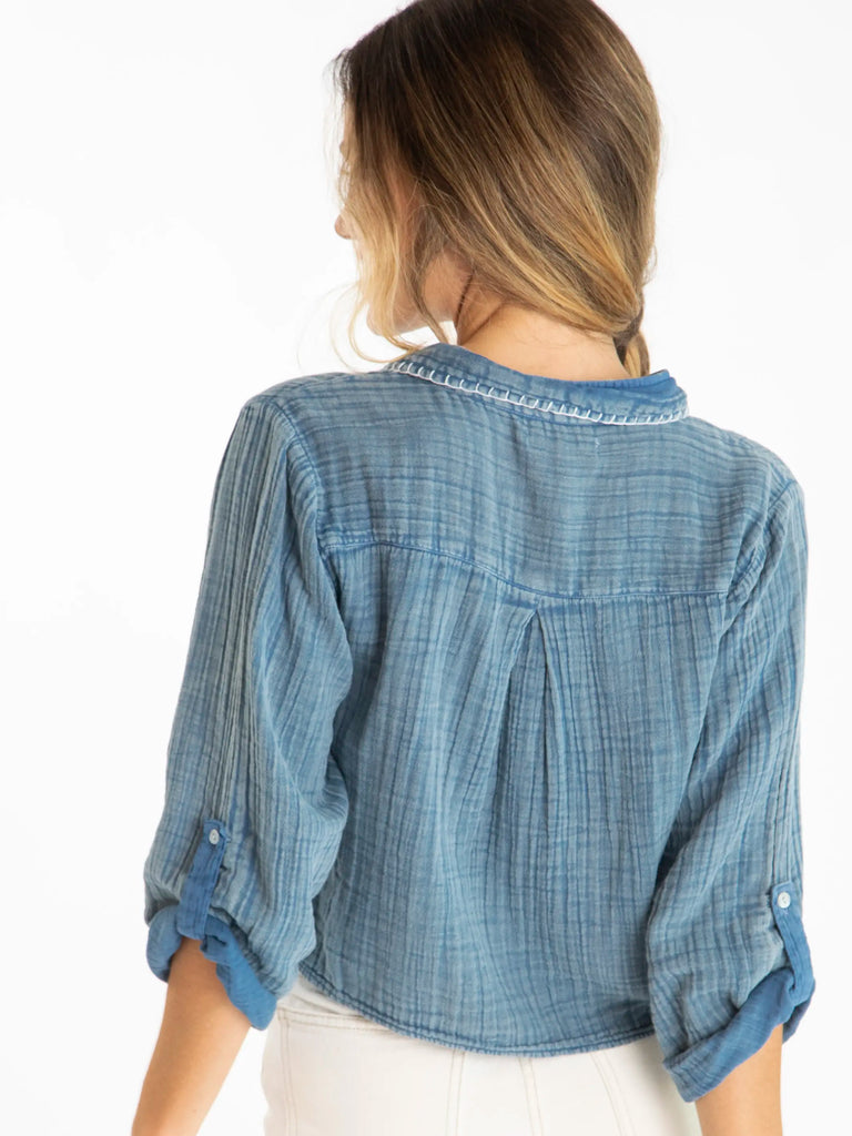 Lola Tie Button Down - Denim-view 3