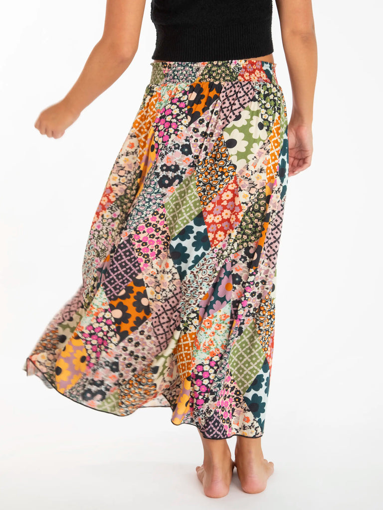 Maylin Midi Skirt - Floral Diamonds Patchwork-view 4