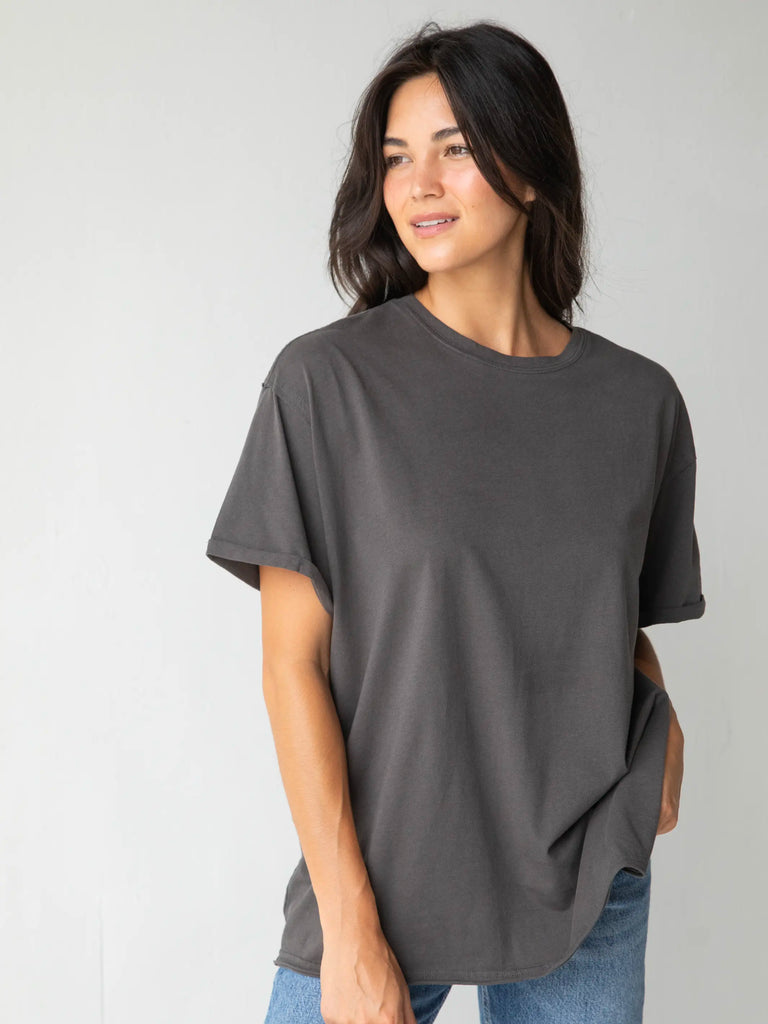 Take It In Cotton Tee - Charcoal-view 1