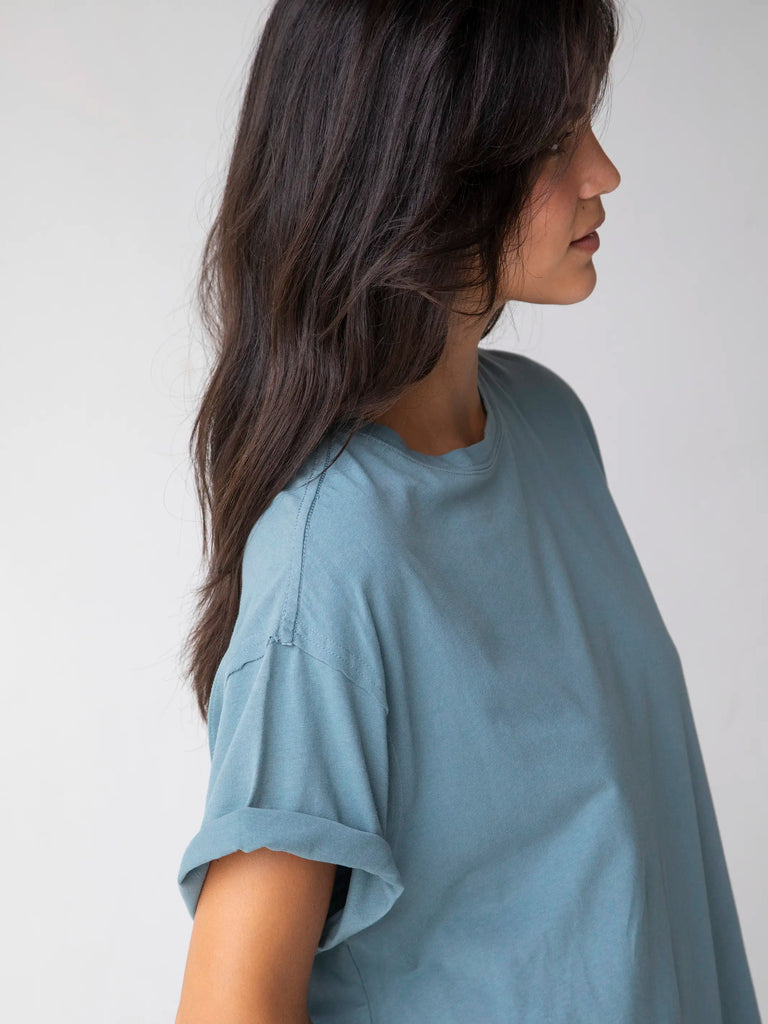 Take It In Cotton Tee - Dusty Blue-view 2