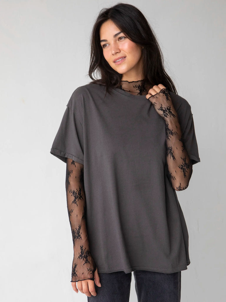 Take It In Cotton Tee - Charcoal-view 4