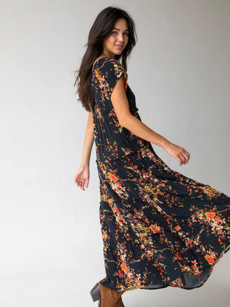 Berkley Maxi Dress - Navy Red Bouquets-view 6