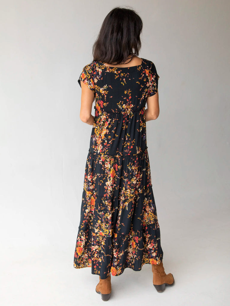 Berkley Maxi Dress - Navy Red Bouquets-view 5