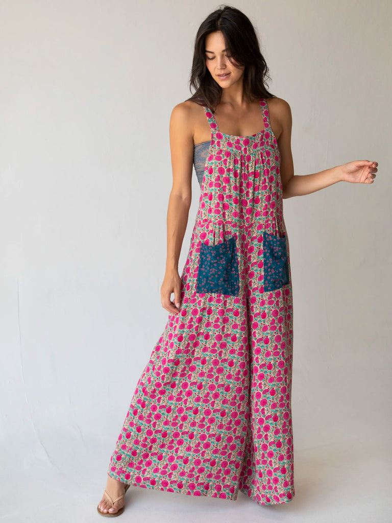 Dakota Tie Overall - Pink Puff Floral-view 4