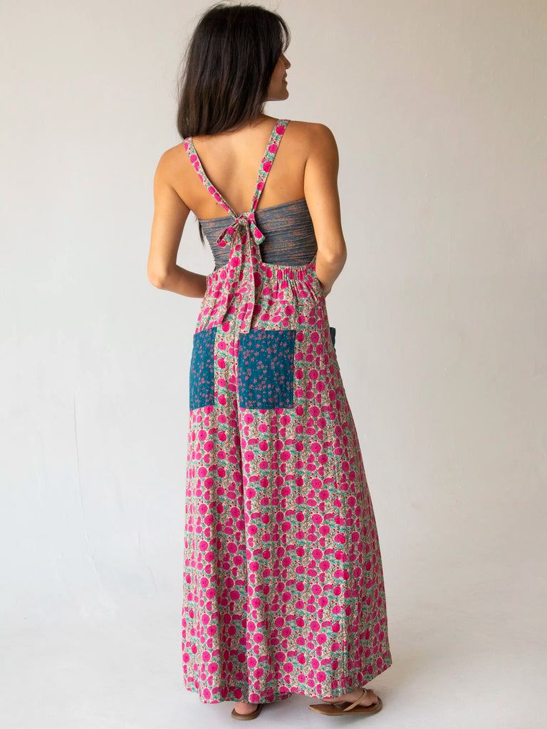 Dakota Tie Overall - Pink Puff Floral-view 1