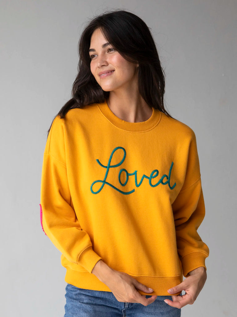 Heart On Your Sleeve Sweatshirt - Mustard Loved-view 1