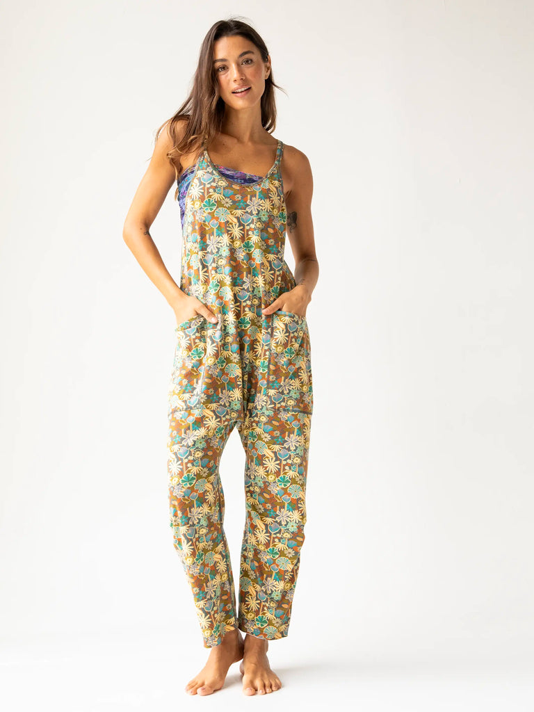 Lucy Jumpsuit - Green Blue Garden-view 1