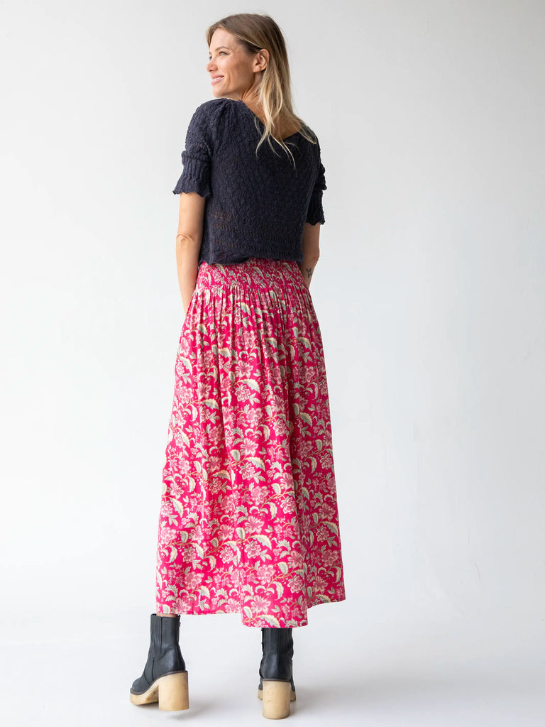 Lisa Maxi Skirt - Fuchsia Light Pink Floral-view 5