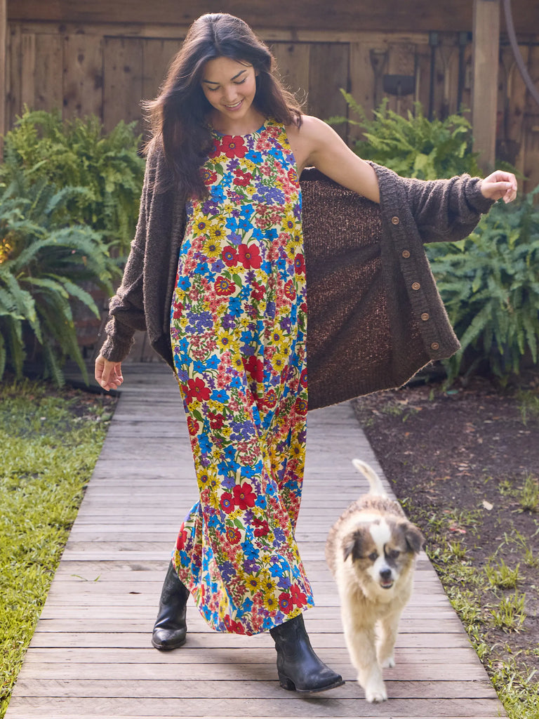 Katie Sleeveless Maxi Dress - Red Yellow Blue Floral-view 1