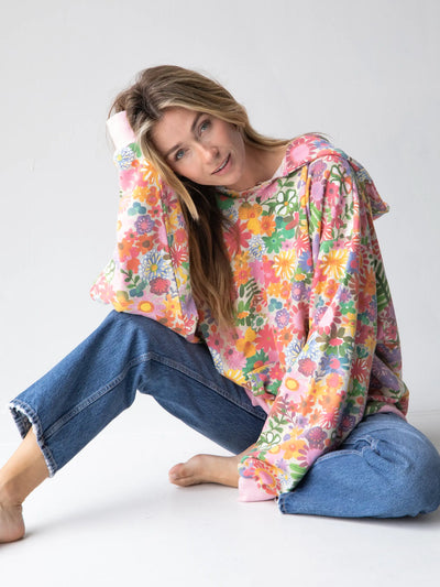 Oversized Printed Sweatshirt - Floral-view 1