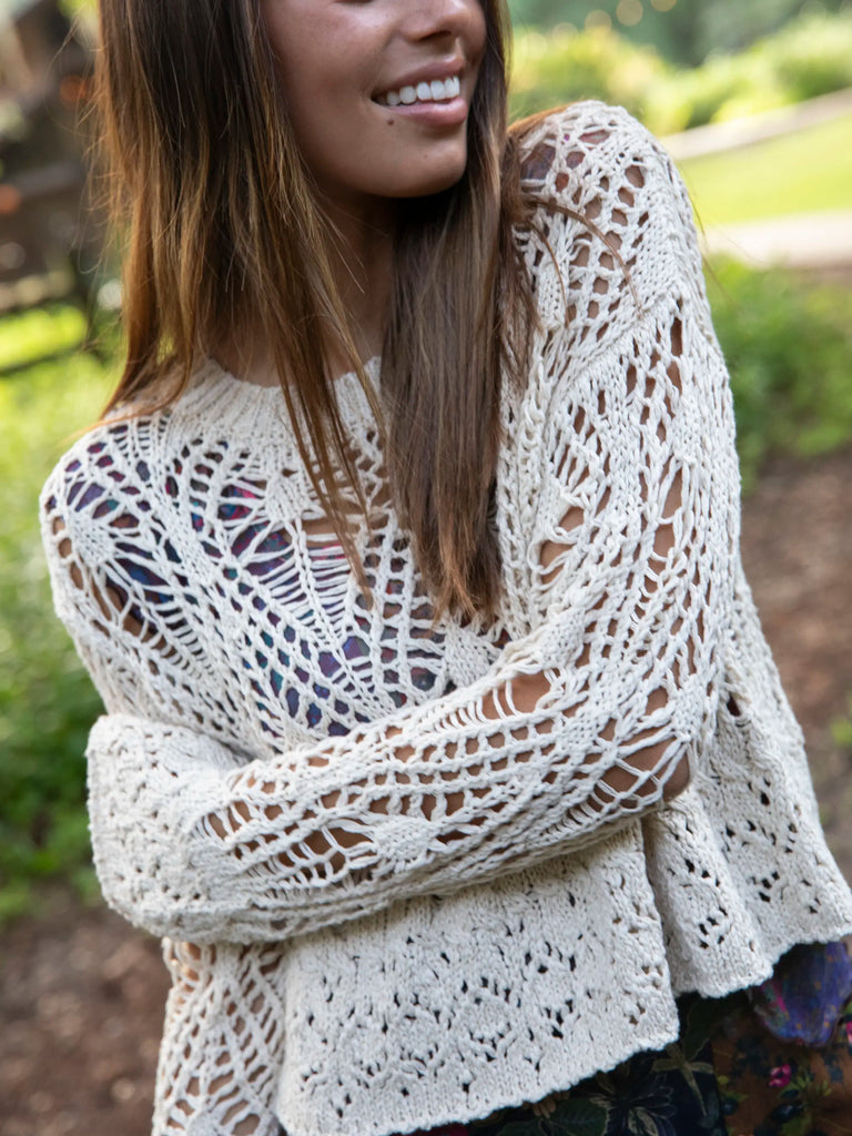 Pointelle Layering Sweater - Cream-view 3