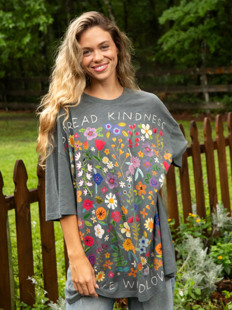 One Size Cotton Easy Tee - Spread Kindness Charcoal-view 1