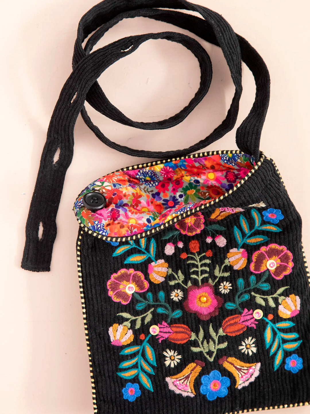 Embroidered cross body shops bag