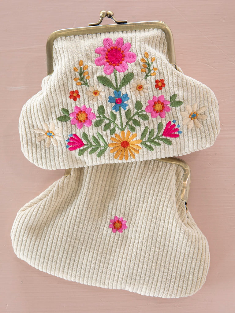 Kisslock Coin Purse - Cream Folk Flower-view 2