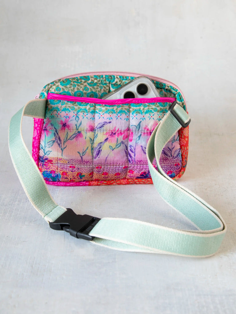 Everyday Puffy Fanny Pack - Pink Watercolor Patchwork-view 2