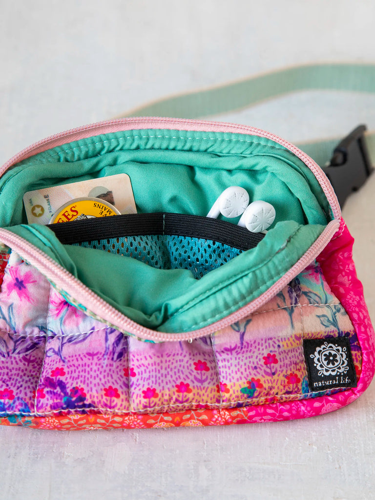 Everyday Puffy Fanny Pack - Pink Watercolor Patchwork-view 3