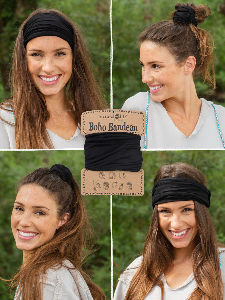 Solid Boho Bandeau|Full Black-view 1