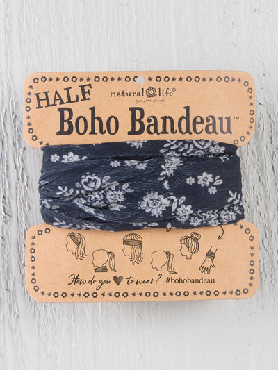 Floral Half Boho Bandeau|Black & Cream-view 1