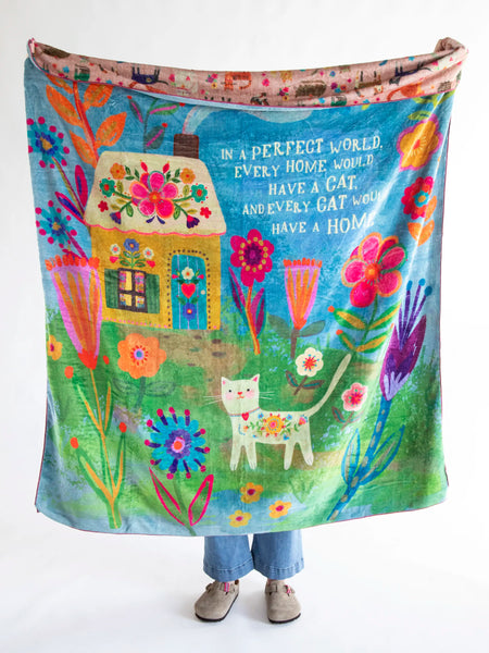 Double-Sided Cozy Throw Blanket - Every Cat Has A Home