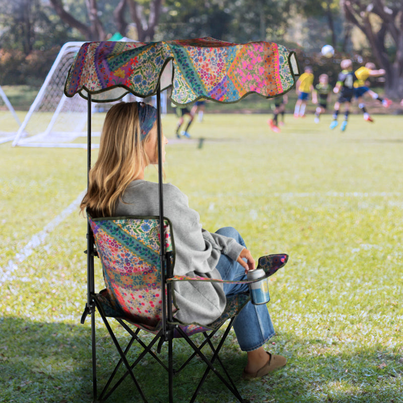 Canopy chair sitting at soccer game