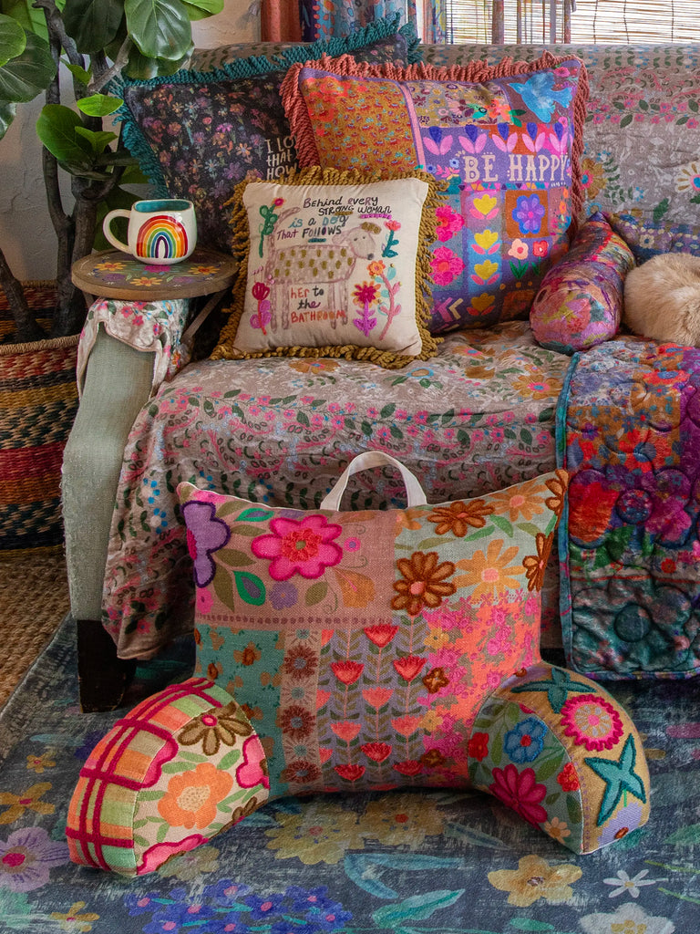 Tufted Backrest Pillow - Floral Patchwork-view 2