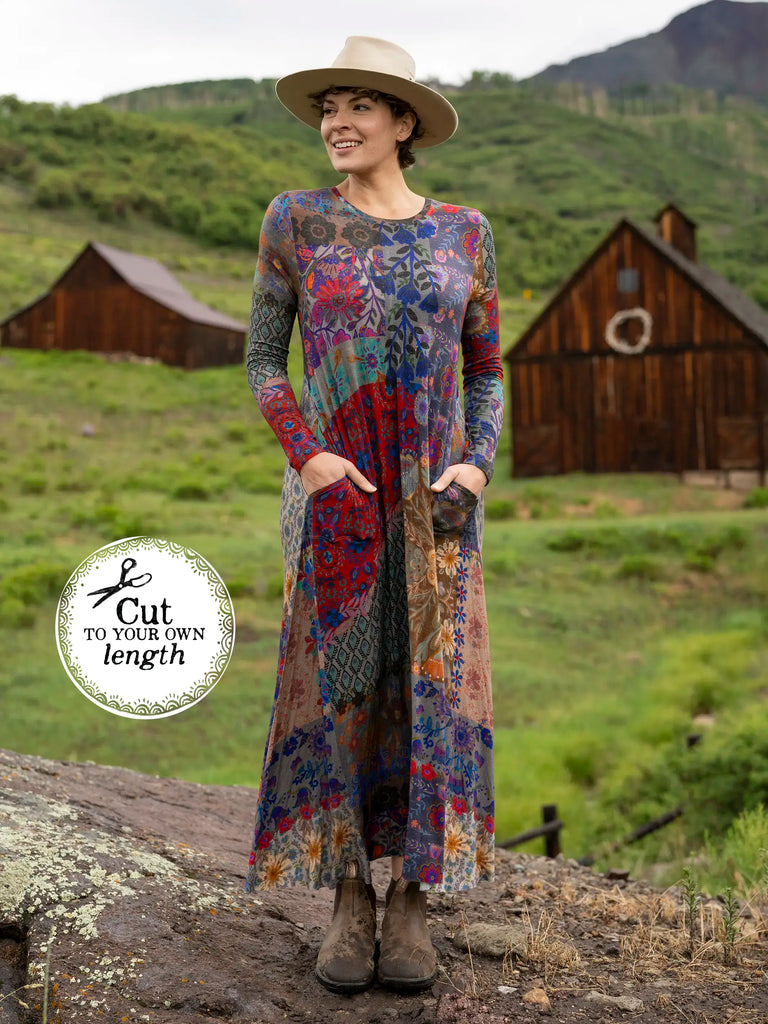 Stevie Knit Maxi Dress - Mandala Borders Patchwork-view 1