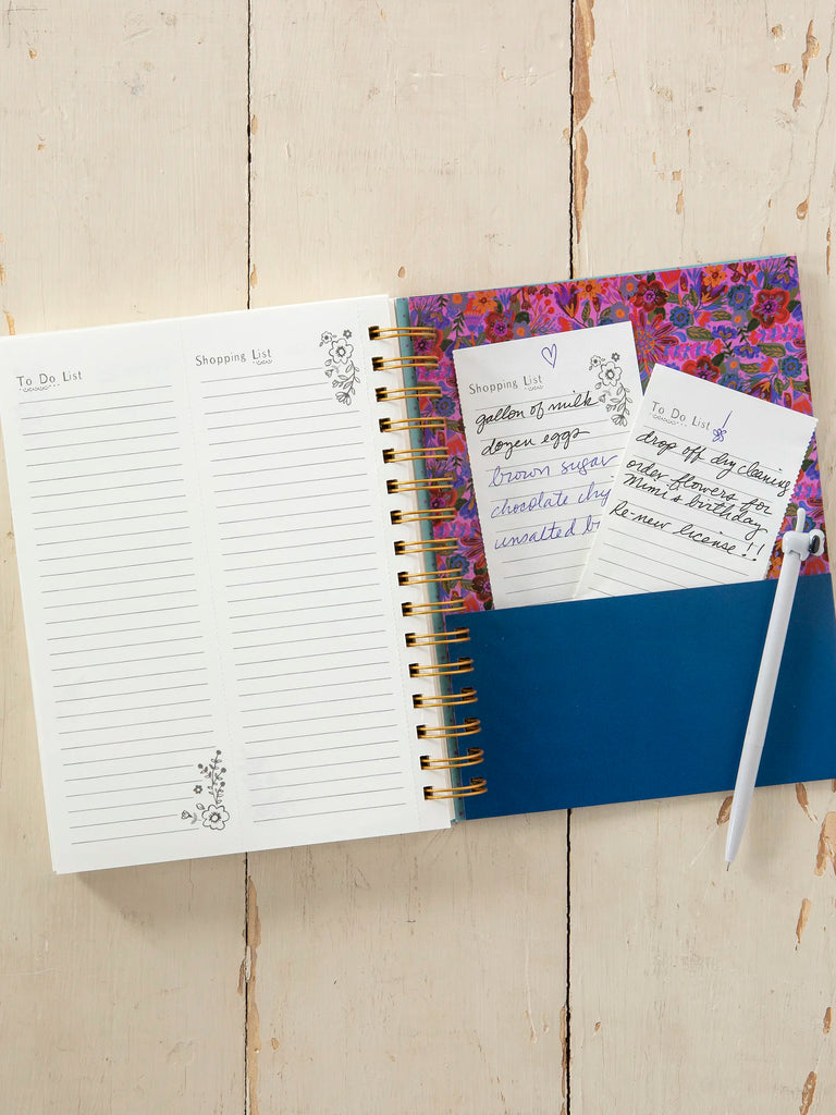 Daily To-Do List Planner - Blue Folk Flower-view 4