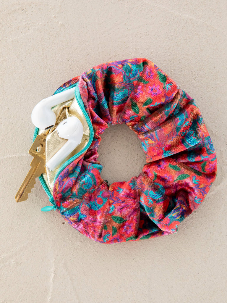 Hideaway Scrunchie - Pink Red Folk Floral-view 1