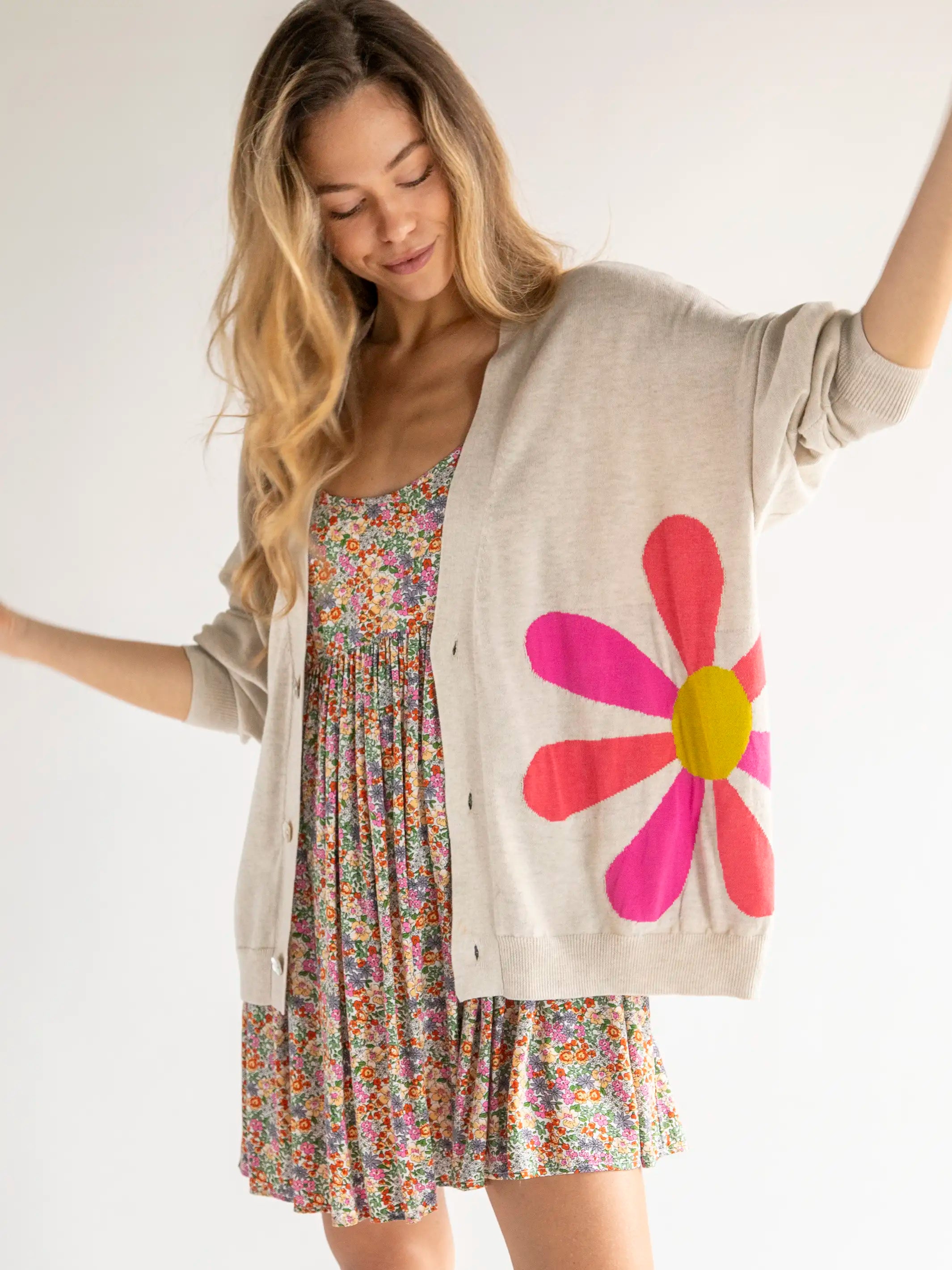 Live Happy Cardigan Sweater - Olive Daisy – Natural Life