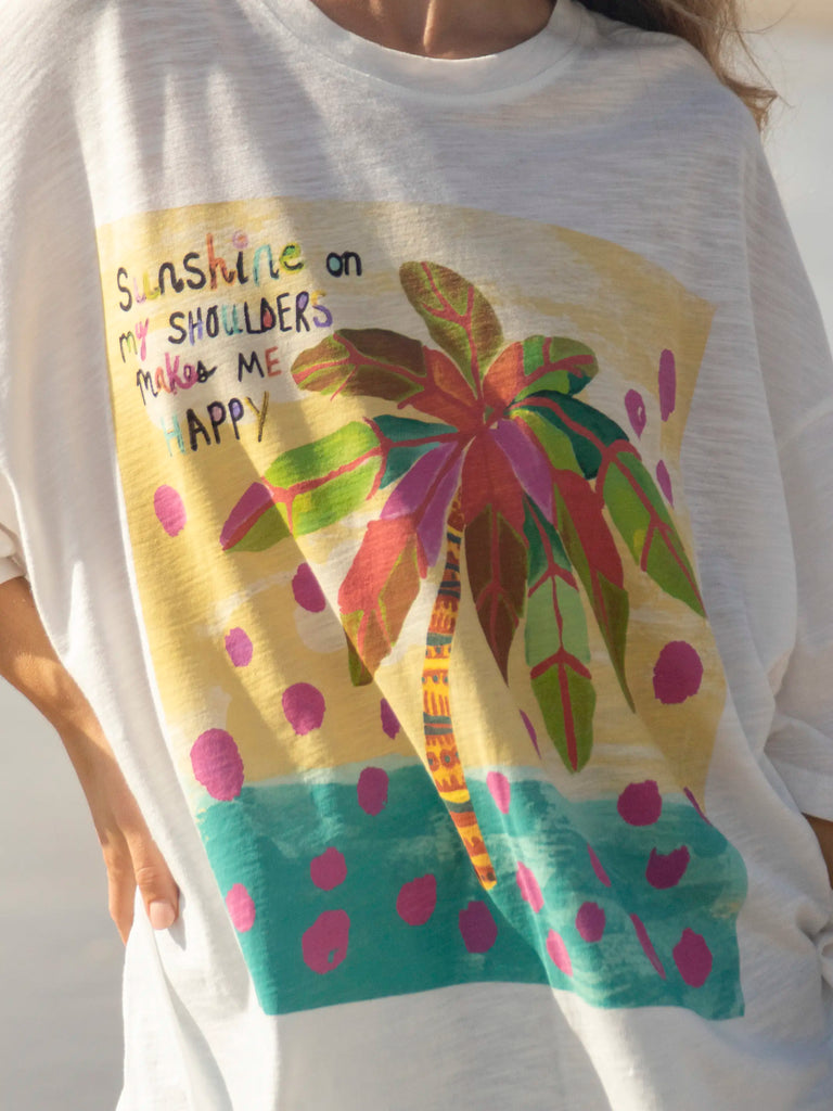 One Size Easy Tee - White Sunshine On My Shoulders-view 2