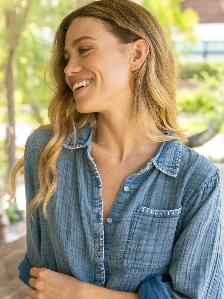 Lola Tie Button Down - Denim-view 2