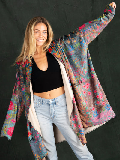 Blanket Kimono|Vintage Rose Patchwork-view 1