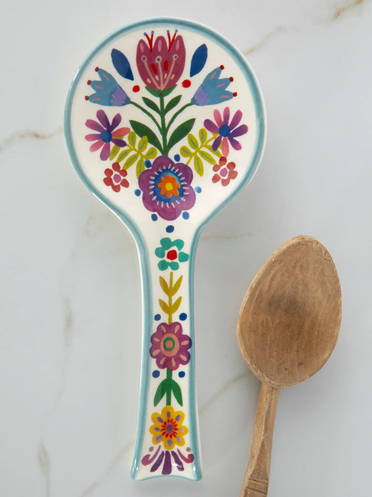 Ceramic Spoon Rest - Folk Flower-view 1