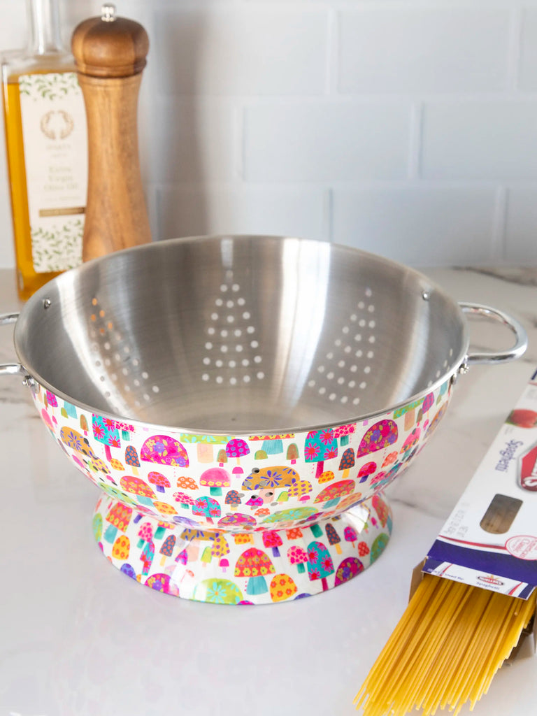 Stainless Steel Colander - Mushroom Garden-view 1