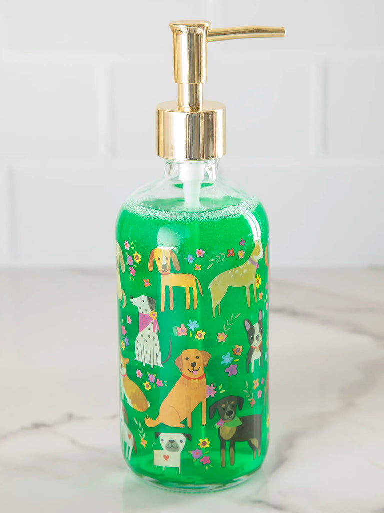 Glass Soap Dispenser - Dog Floral-view 1