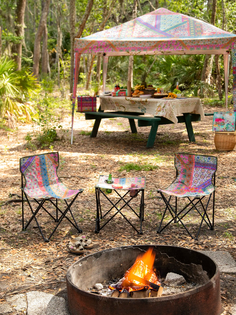 Folding Camp Chairs & Table Set - Folk Flower Patchwork-view 2