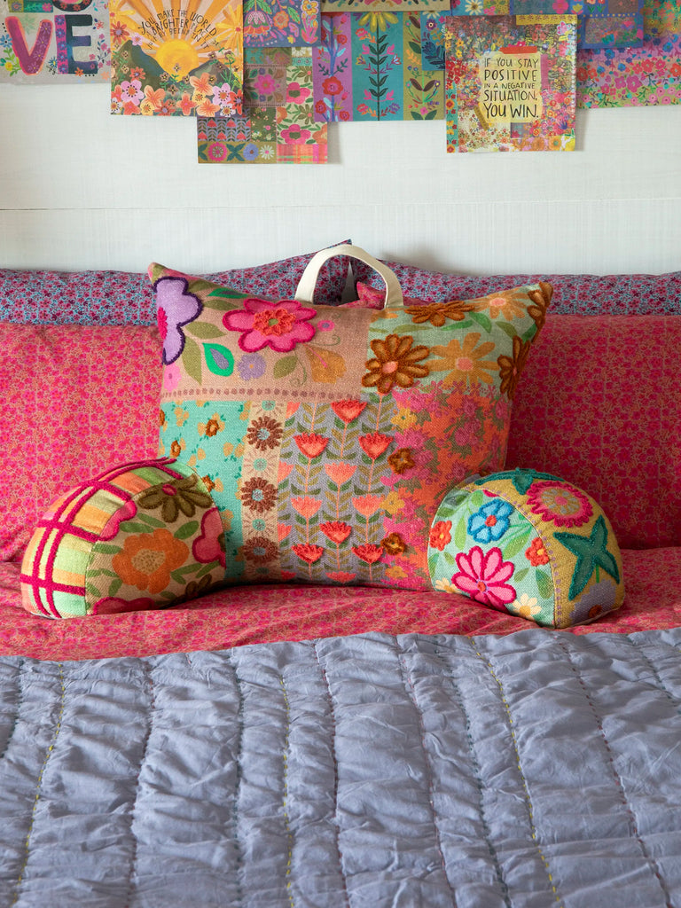 Tufted Backrest Pillow - Floral Patchwork-view 3