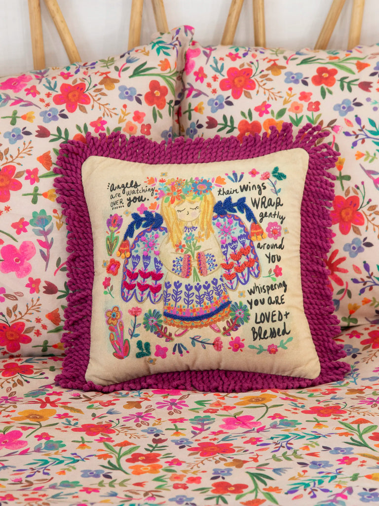 Tufted Boho Pillow - Angels Watching-view 1