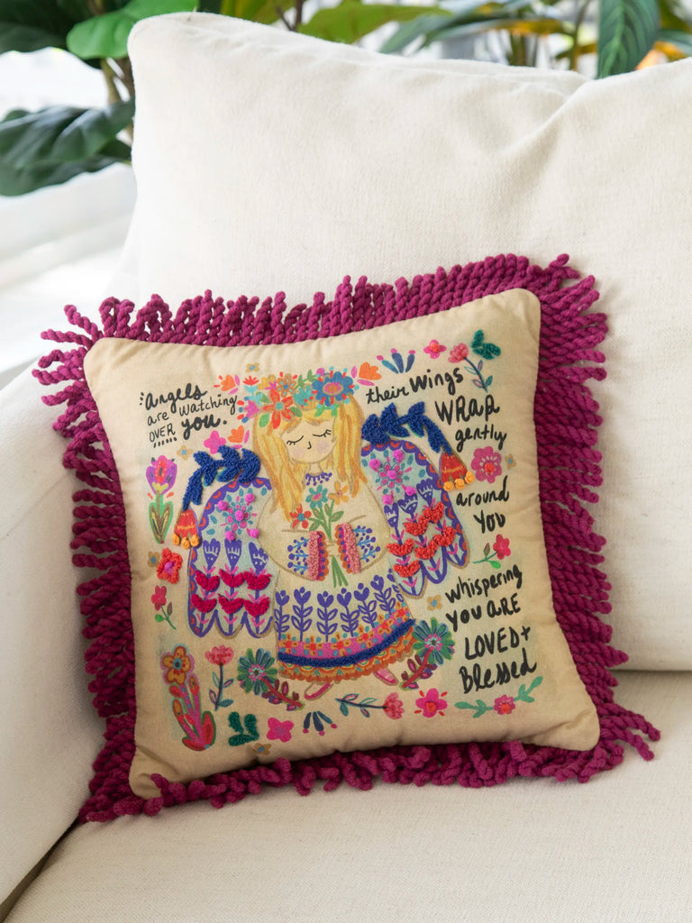 Tufted Boho Pillow - Angels Watching-view 3