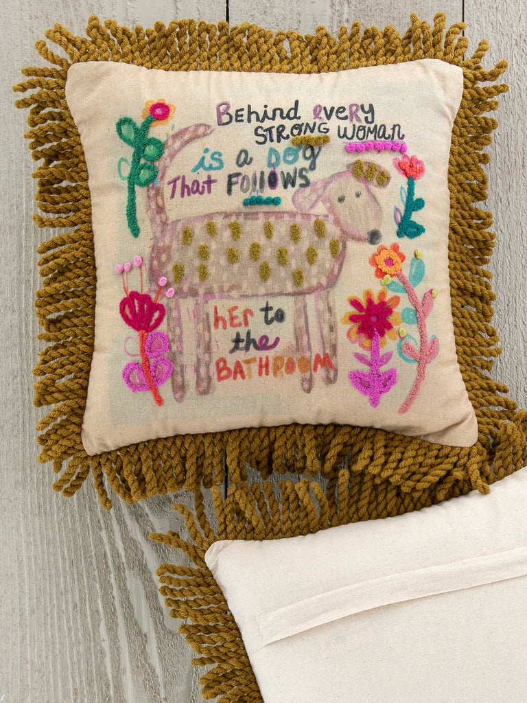 Tufted Boho Pillow - Behind Every Strong Woman-view 1