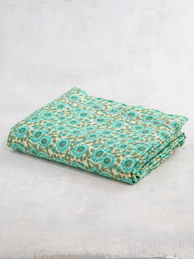 Mix & Match Soft Cotton Flat Sheet - Mint Dahlia-view 1