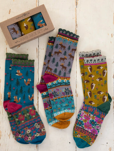 Boho Sock Set, Set of 3 - Critters-view 1