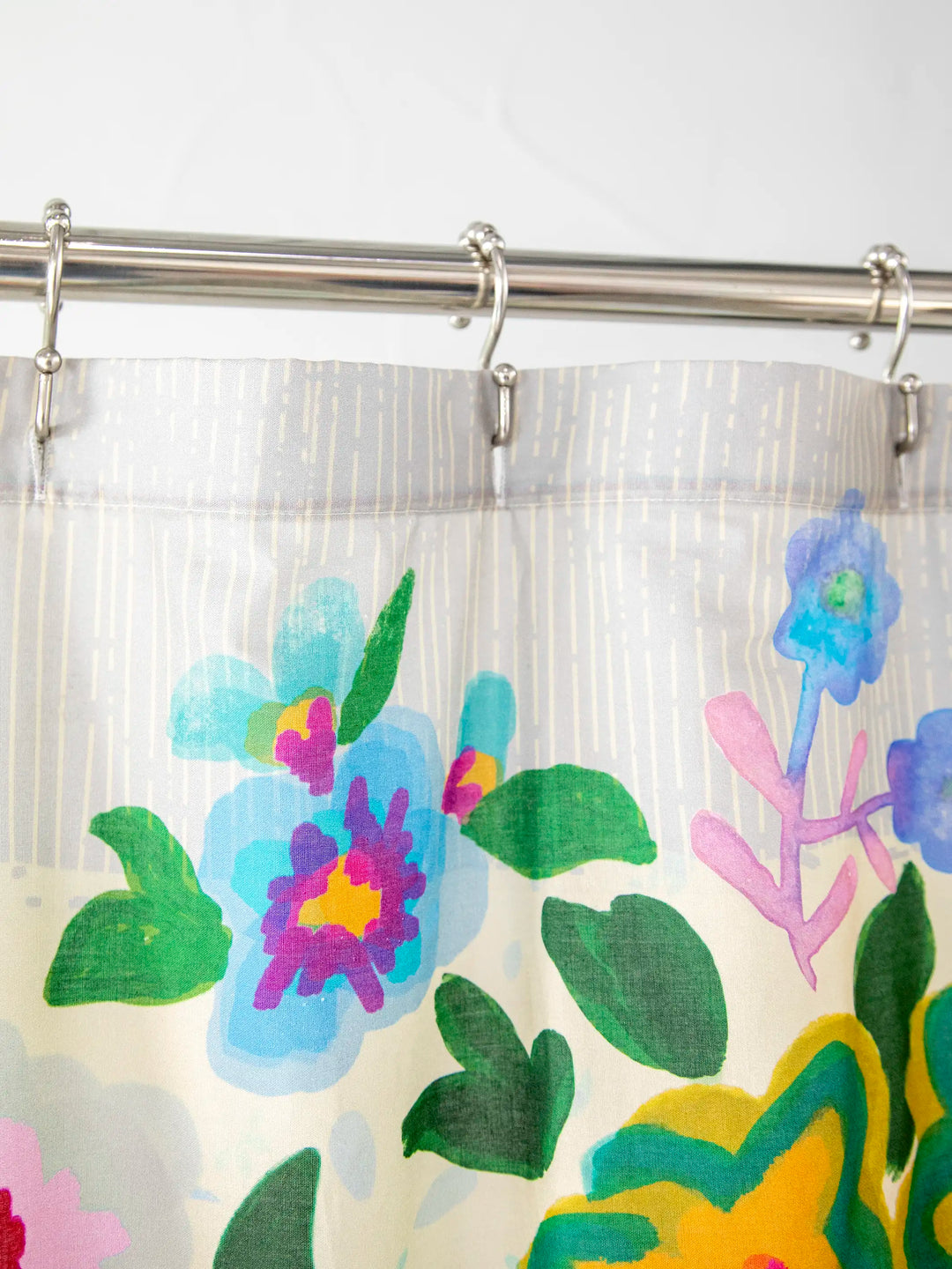 Blue Floral Shower Curtain, boho shower curtain, bohemian, mid century modern, nature design, offers housewarming gift